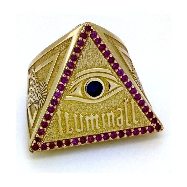 Anillo iluminati de oro 18k talla 23